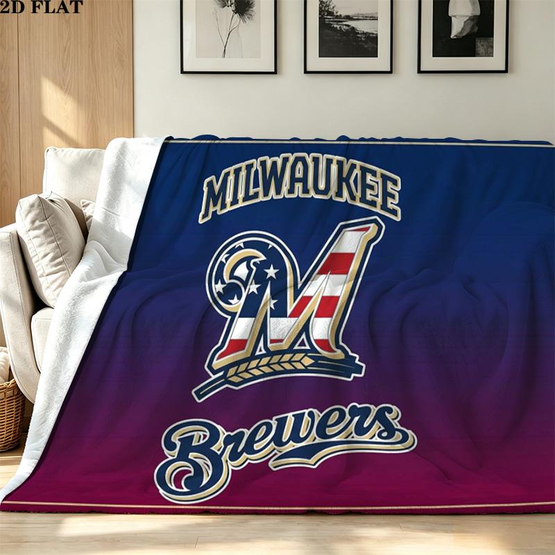 Milwaukee Brewers Print Flannel Blanket High Quality Warm Comfortable Cover for All Seasons Perfect for Gifts Home Decor