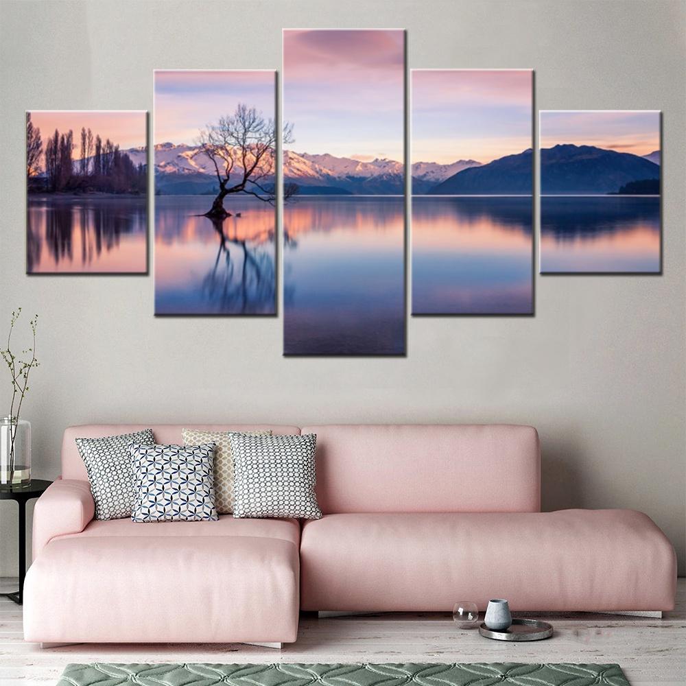 

5 Pieces Canvas Wall Arts Landscape Poster Painting New Zealand Nuture Wallpaper Modular Home Decor Picture Print Living Room 20x35 20x45 20x55cm