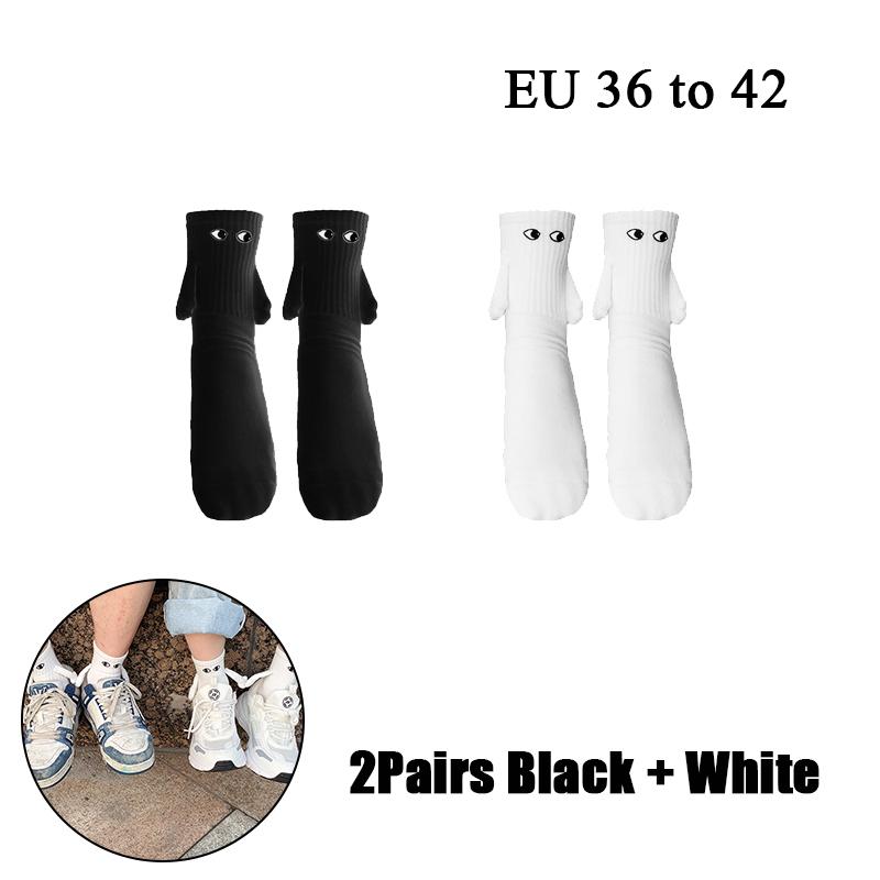 10 Paare Club Promi Ins Mode Lustig Kreativ Magnetische Anziehung Hände Schwarz Weiß Cartoon Augen Paare Socken Socken