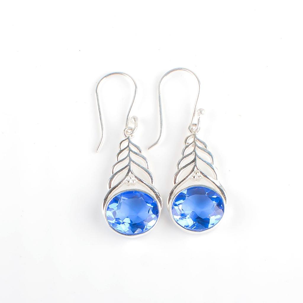 Natural Tanzanite Gemstone 925 Sterling Silver Jewelry Drop/Dangle Earrings1.64" CE-1-4