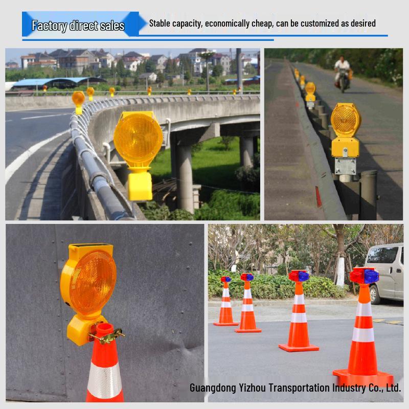 Custom Solar-Powered LED Red/Blue Flashing Traffic Lights for Road Construction and Barrier Safety