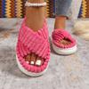 Fashion Cross Strap Slippers Women Fashion New Females Soft Corduroy Platform Home Slides Men Portable Warm Plush Sandals Women's Shoes
