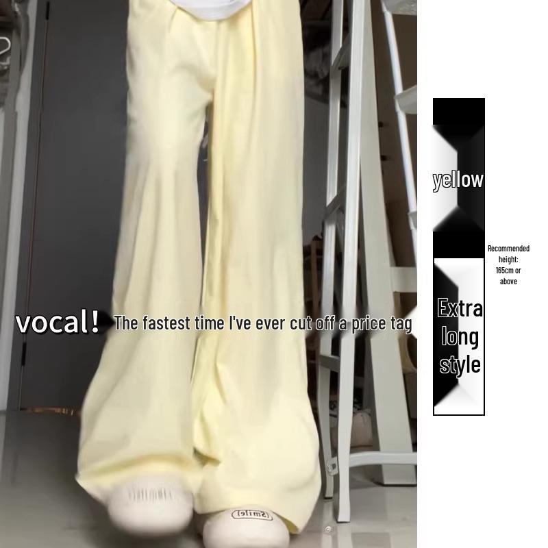 Milk Puff Women's High Waist Wide Leg Sports Pants - Slimming Lazy Style (Spring/Autumn 2026)