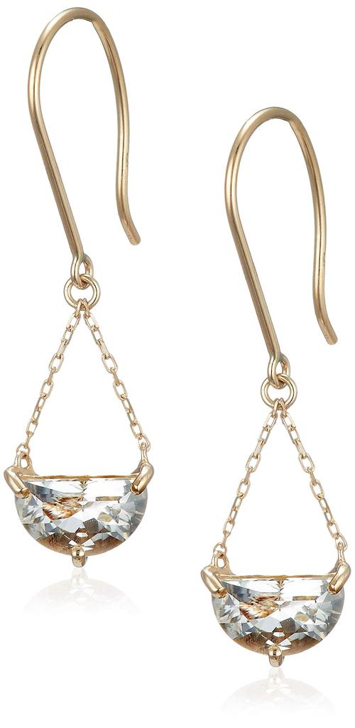 [Official] ESTELLE Women's K10 Yellow Gold Quartz Half Moon Earrings (0222-6404-0011-0000)