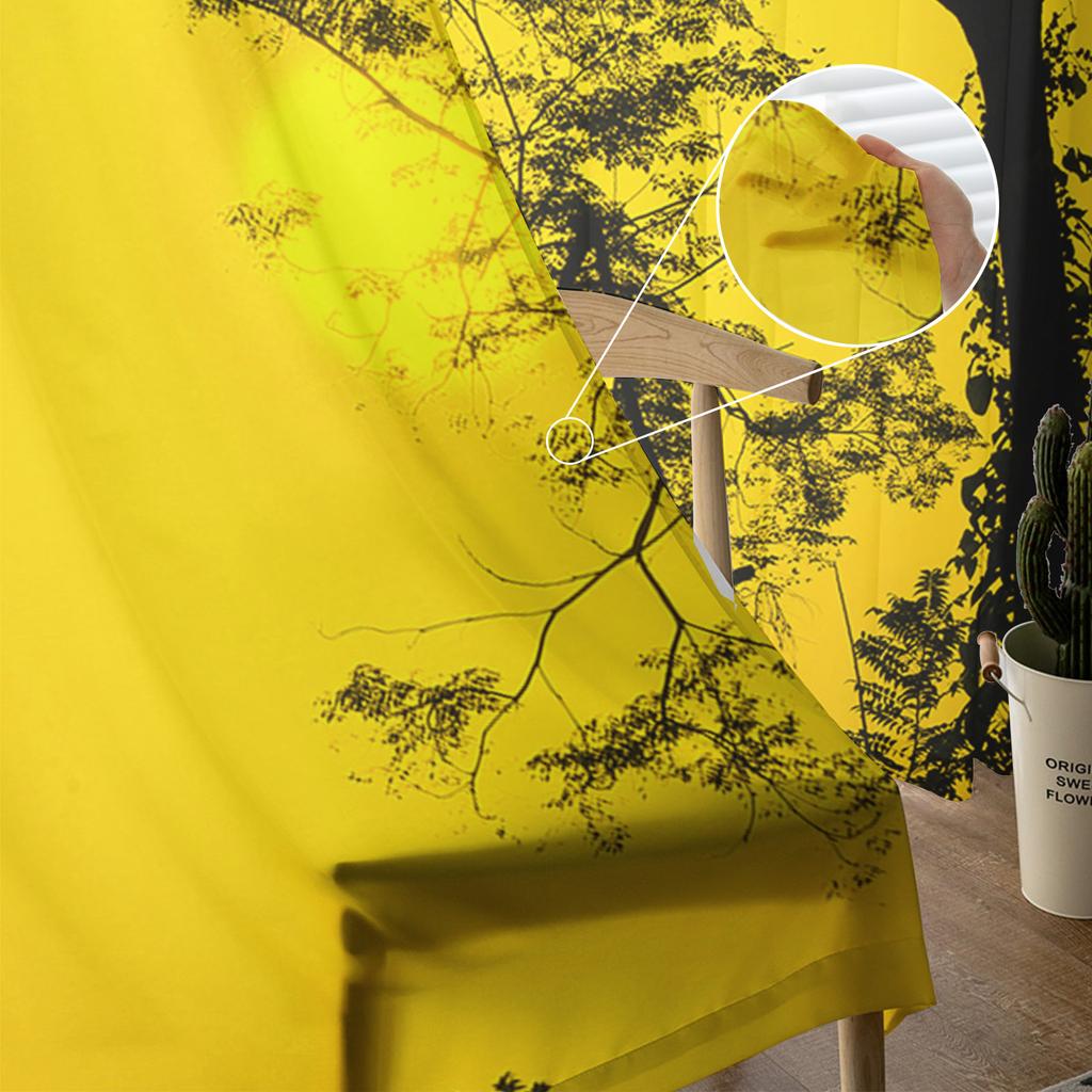 Sonnenuntergang Bäume Silhouette Tüll Fenstervorhänge Wohnzimmer Organza Garn Sheer Voile Vorhang Schlafzimmer Küche Home Decor Drapieren