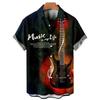 Men's Music Guitar Print Shirts Rock Hip Hop 2025 Men's Clothing Short Sleeve Beach Shirt Outdoor Street Social Vintage Shirt