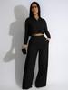 TW584 Women's Autumn Fashion Lapel Long Sleeve High Waist Wide Leg Pants Elegant Suit