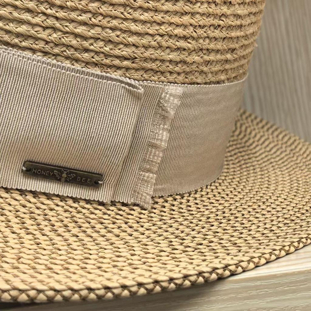Dell Le Simple Premium Straw Hat Top Raffia Summer Spring And Autumn Flat Top Hat Versatile