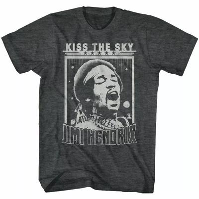 Jimi Hendrix Kiss The Sky Black Heather T Shirt