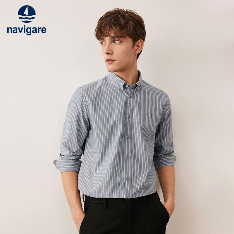 Navigare Men s Striped Cotton Antibacterial Long-Sleeve Shirt 1333044501 S