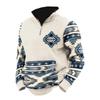 Mens Cowboy Hoodie Vintage Graphic Western Hoodies for Men Casual Long Sleeve Half Zip Pullover with Pocket