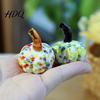 Artistic Glass Pumpkin Gift Hand Blown Figurine Mini Halloween Thanksgiving Vine Handle