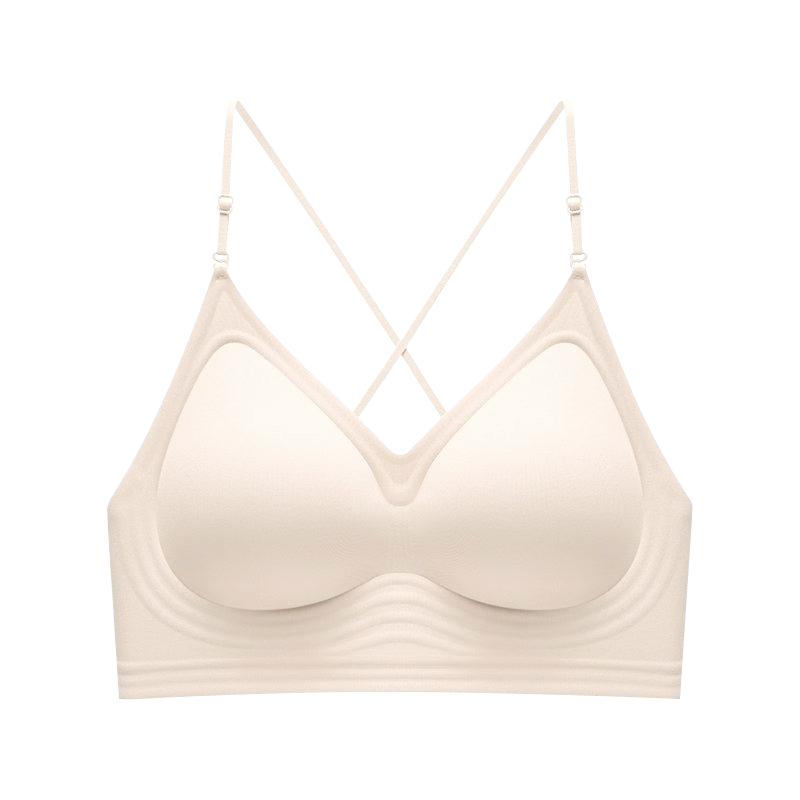FINETOO Seamless Wave Support Band Bralette Skin Friendly Soft Breathable Push Up Bra Cross Back Invisible Daily Sleep Brassiere