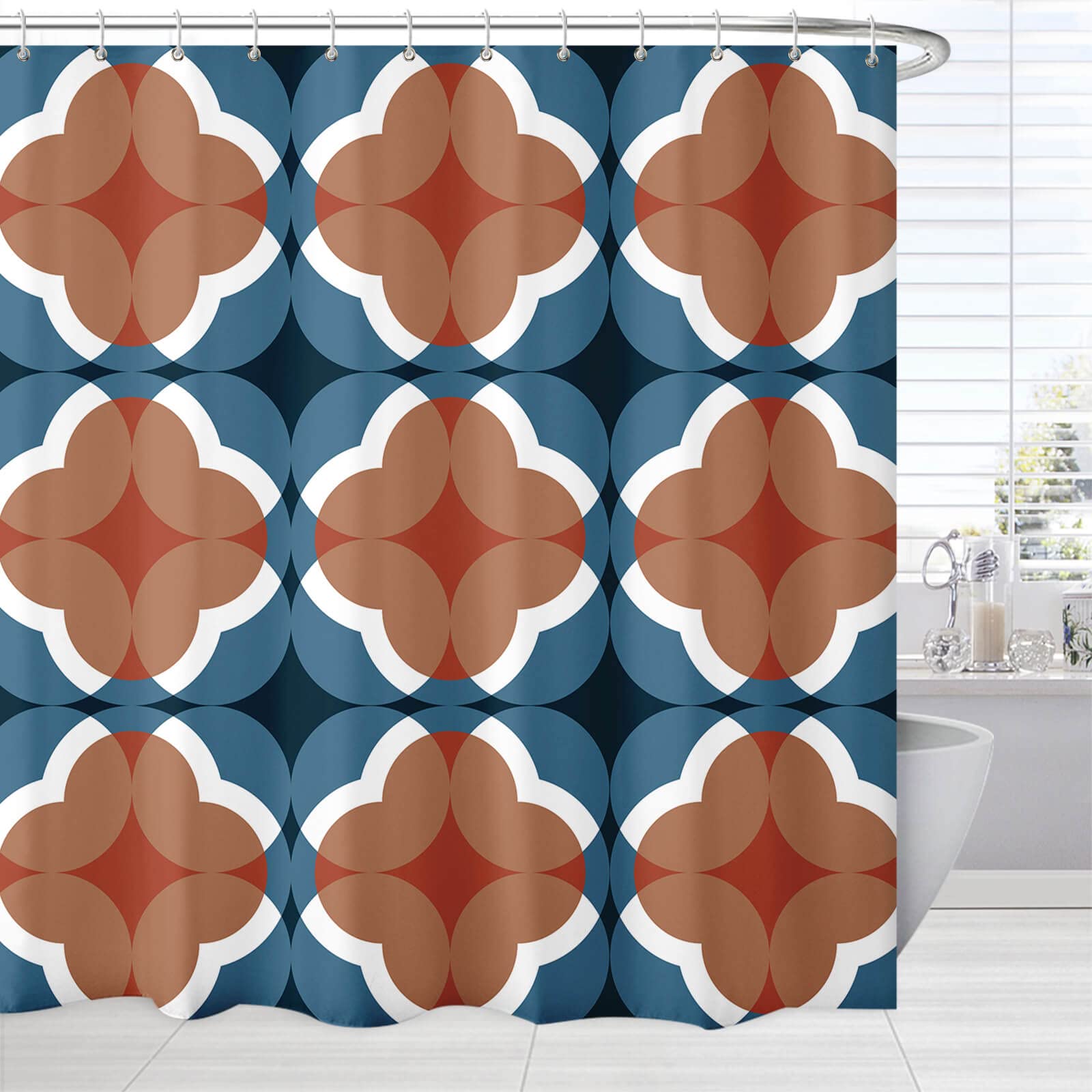 Brown Bathroom Shower Curtains Grey And Beige Shower Curtain Abstract Tan White Geometric Pattern Shower Curtain Bathroom Decor W60H190(CM)-1 Pcs
