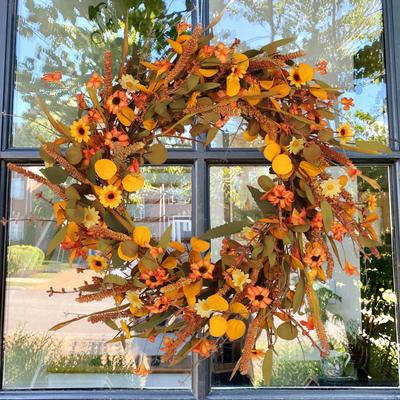 Thanksgiving Flower Wreath Fall Hanging Front Door Autumn for Holidays