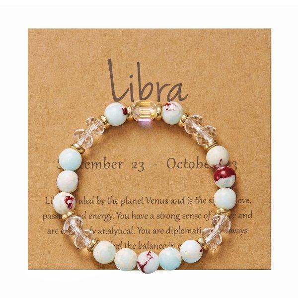 Fashion 12 Zodiac Crystal Beaded Bracelet Aries Taurus Gemini Cancer Leo Virgo Libra Scorpio Aquarius Pisces Women Jewelry Gift