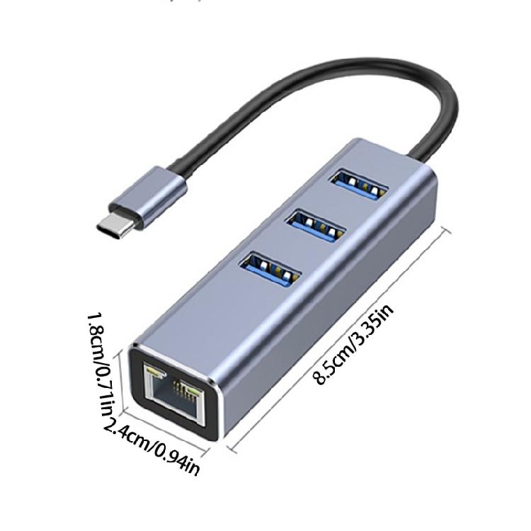 USB 3.0 To RJ45 Ethernet Adapter With 3 Port Hub Suitable For Computers High Speed Networking On PC Enhances Connection