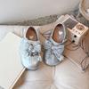 Kids Leather Shoes Double Hook&loop Sweet Girls Princess Shoes Mesh Lace Bows 2025 New Children Flat Shoes Non-slip Soft Sole