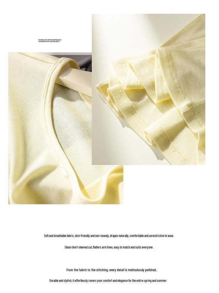 2026 Hangzhou Silk Lyocell Short Sleeve Women's Close-Fitting Round Neck T-shirt