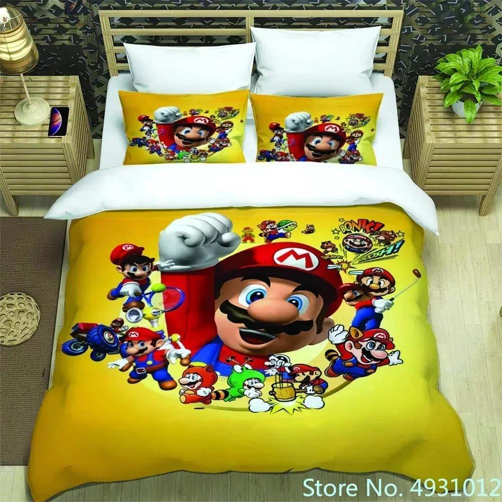 

Anime Jumpman Super Mario Children Bedding Set Pillowcase Bedclothes Cartoon 3D Printed Kids Adult Boys Quilt Duvet Cover Gift EU King(240*220cm)3pcs