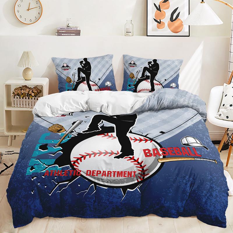 Baseball Duvet Cover Set Ball Comforter Cover Sports Theme Bedding Set Kids Boys Teen Polyester Quilt Cover Twin Queen King Size