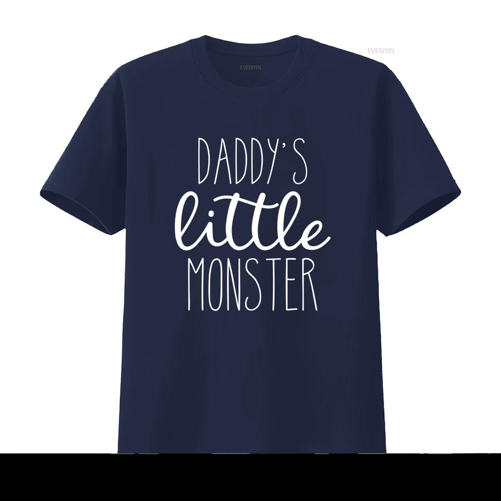 Daddys Little Monster Boys Girls Childrens Kids Cotton T Shirt Print Casual Wear vintage Washed Comfortable Versatile
