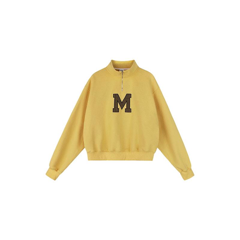 

Women s Retro Appliqué Half-Zip Stand Collar Sweatshirt - Spring/Autumn Loose Fit 2XL (Recommended 140-160 lbs)
