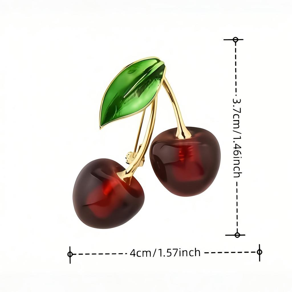 1pc Cherry Fashion Women's Brooch Accessory, Daily Outfit Pin with Anti-Slip Design