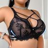 Sexy Deep V Front Cross-strap Lingerie with Large Size Push-up Bra
