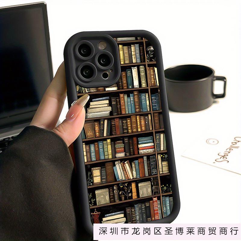 Literary and Retro Books Bookshelf for iPhone16 Silicone 12/1315 Soft 16ProMax Mobile Phone Case X