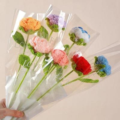 Woven Artificial Flowers Handmade Crochet Bouquet Decoration Knitting Rose  Wedding Decoration