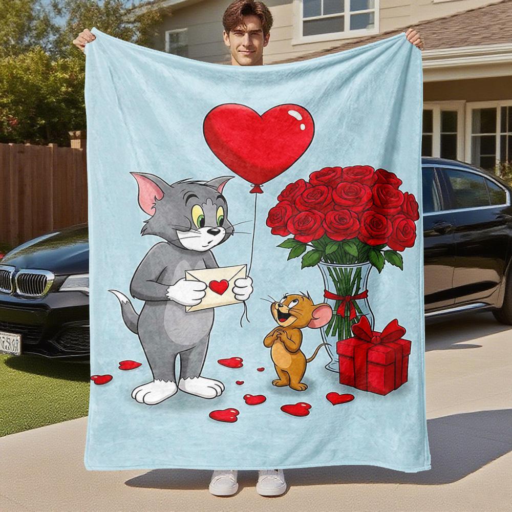 1pc cat mouseOutdoor Flannel Blanket Soft Plush Decor for Picnics, camping,Bedroom, Playroom, or Lunch Breakn1134A