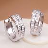 Huitan Fashion Women Hoop Earrings Simple Design Wedding Daily Versatile Accessories Inlaid Shiny CZ Silver Color Party JewelryGood Product