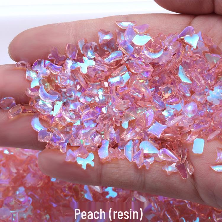 Aurora Phantom Diamond Nail Art: Laser Color Flat Bottom Mixed Irregular Diamonds, 2022 Trendy Style.