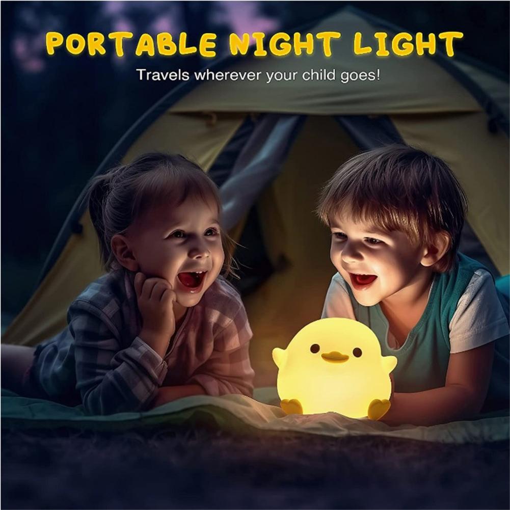 Led Adorable Silica Gel Bean Duck Night Light Filtering With Touch Sensor Rechargeable Table Lamp Bedside Lamp For Bedroom Space Living Room Room