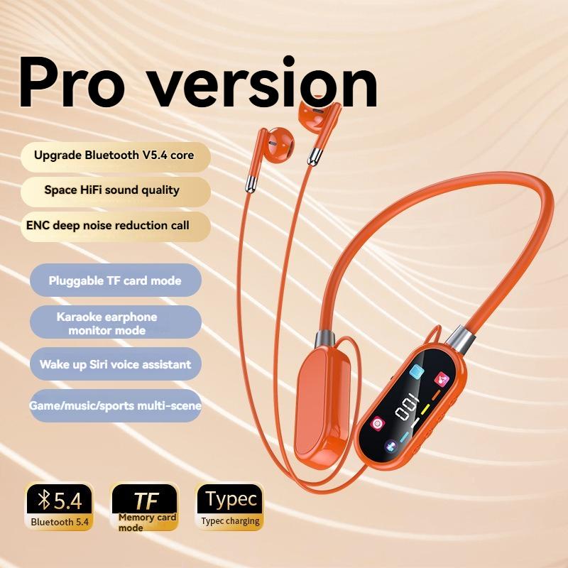 

Color Screen Bluetooth 5.4 Earphones Neckband Headphones Wireless Headsets HiFi Stereo Noise Reduction Earbuds for Live