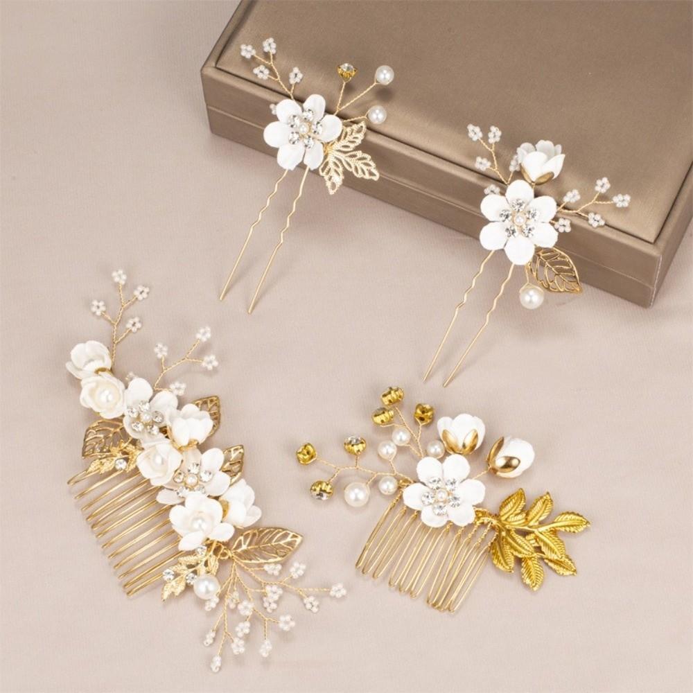 4 Stück Handgefertigte Braut-Haarkämme Künstliche Blume Hochzeitsfrisur Mode Blumen-Haarnadeln Geschenk