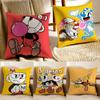 Cute CupHead And MugMan Square Pillow Cover, Sofa and Chair Cushion Cover, Room Home Decoration
