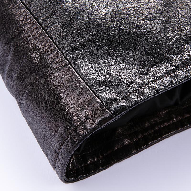 FAPAI Men's Nubuck Cowhide Stand Collar Motorcycle Leather Jacket