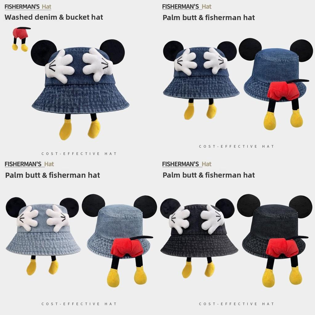 Mickey Mouse Denim Bucket Hat With Breathable Uv Protection For Summer Fashion Accessories
