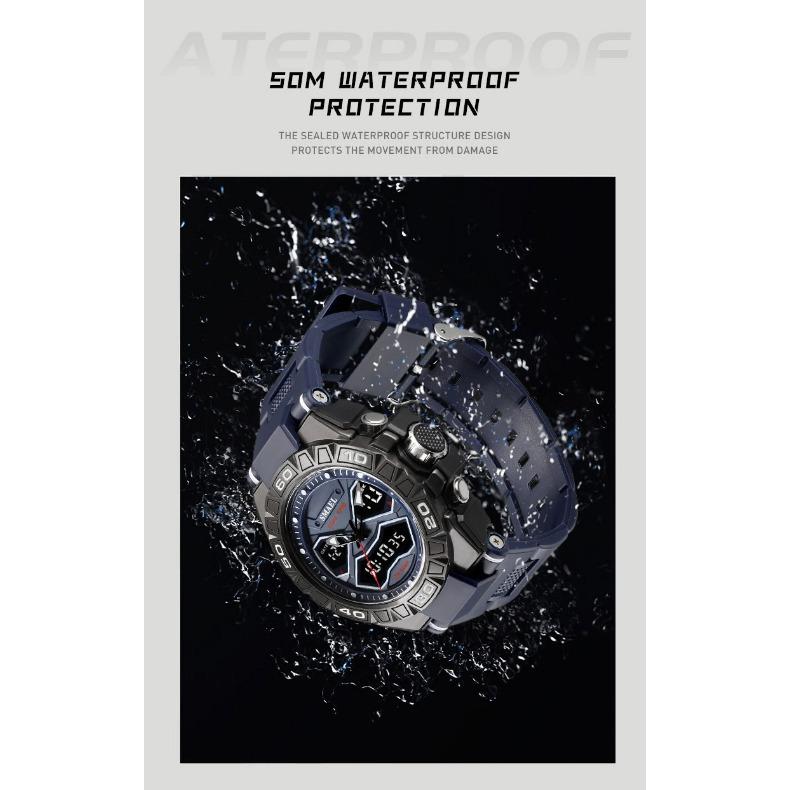 SMAEL Trend Personality Function Watch Male Student Alloy Double Display Waterproof Luminous Quartz Watch