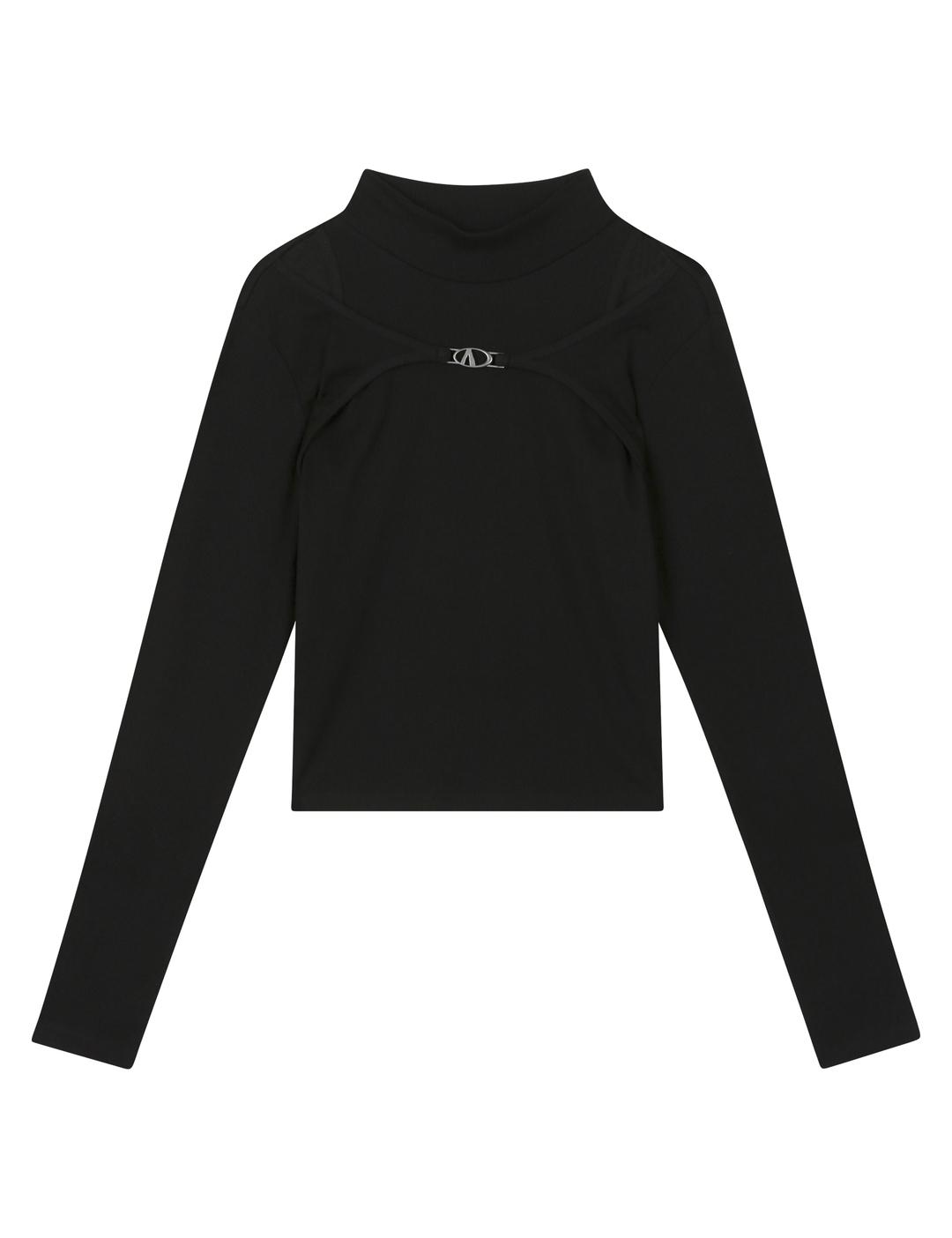 Burkeru Women S Shoulder Cutout Chain Embellished T-Shirt Black Black_Free
