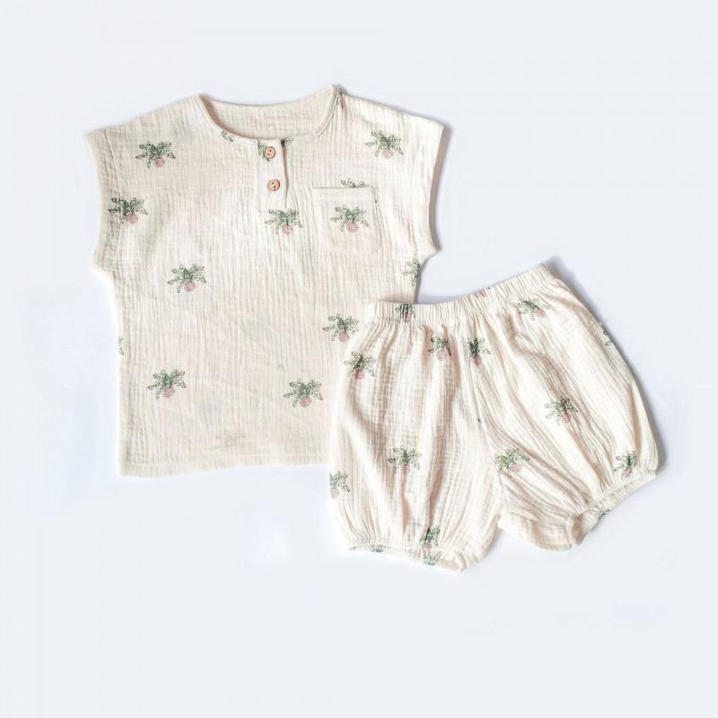 Soft Cotton Toddler Pajama Set Boys Girls Short Sleeve Sleepwear A-Grade Safe Thin Comfortable Home Outfit