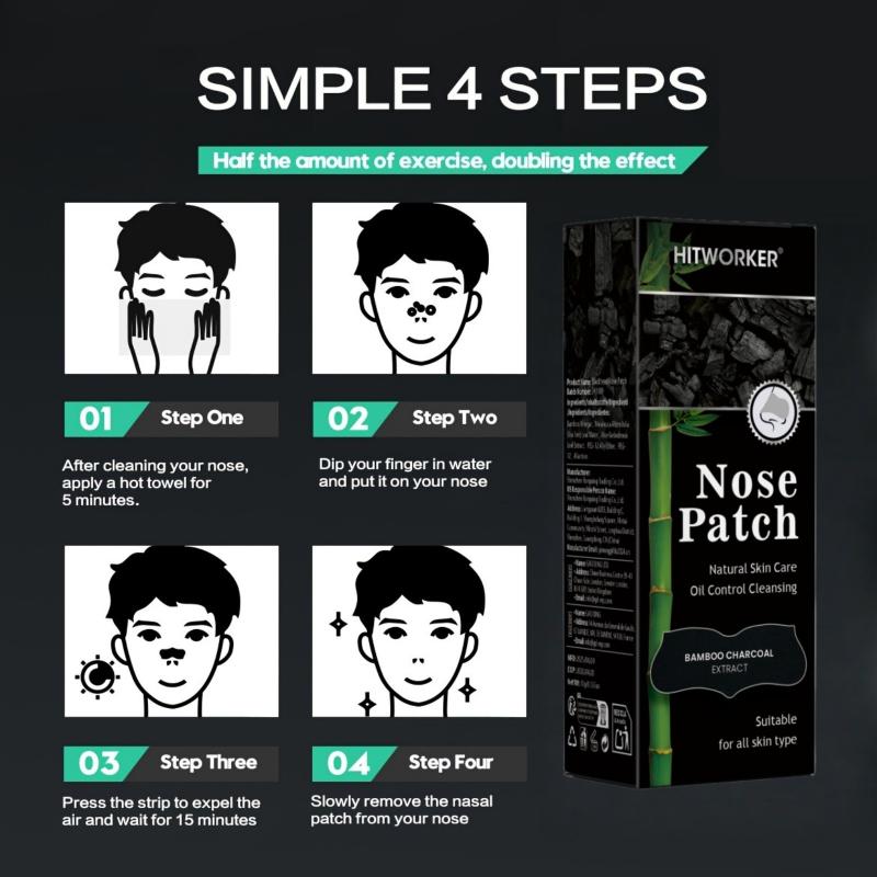 Bamboo Charcoal Blackhead Remover Nose Patches Oil Control Pore Minimizing Gentle Strips for Home Daily Skin Care
