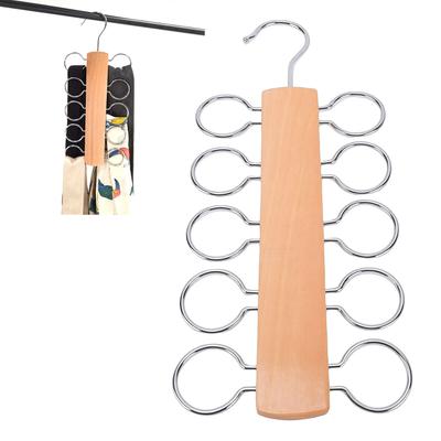10 Hook Scarf Hanger Wooden Center Multi Functional Necktie and Belt Hanger Wardrobe Accessory