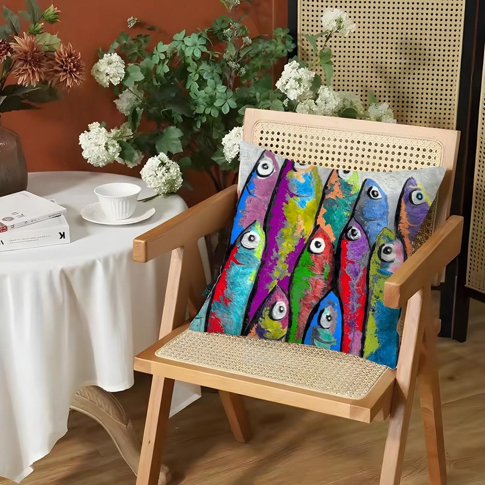 Colorful Sardine Lobster Pillow Case Living Room Sofa Decorative Cushion Cover Simple Household Light Luxury Printed Pillow
