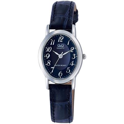 [Q&Q] Watch Analog Waterproof Leather Strap VZ89-305 Women's Navy