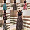 Women Short Sleeve Floral Printed Patchwork Prom Cocktail Large Swing Maxi Dress