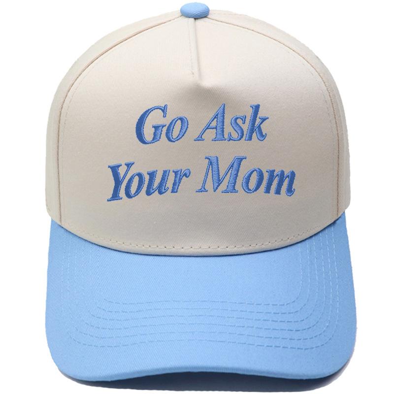 Go Ask Your Mom Embroidery Truck Driver Baseball Cap Color Matching Fun Men's and Women's Casual Sun Hats