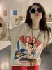 Vintage American Style T Shirt For Women With Cotton Material And Cartoon Print For Summer Casual Wear